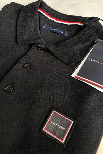 Классическое мужское поло Tommy Hilfiger чёрного цвета   