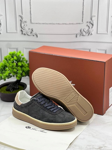 Замшевые кроссовки Loro Piana Tennis Walk - Grey   