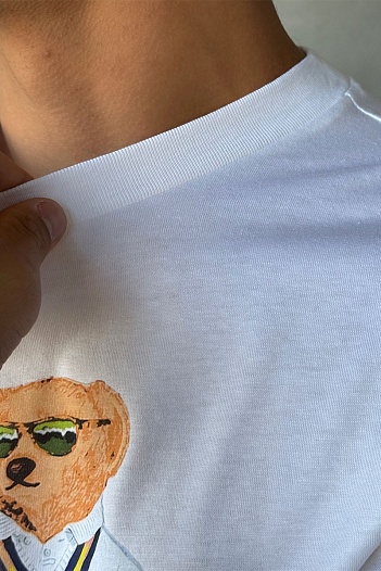 Мужская белая футболка Polo Ralph Lauren "Bear"   