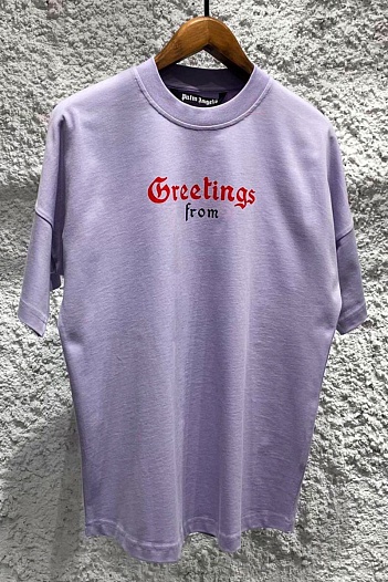 Фиолетовая оверсайз футболка Palm Angels logo-print   