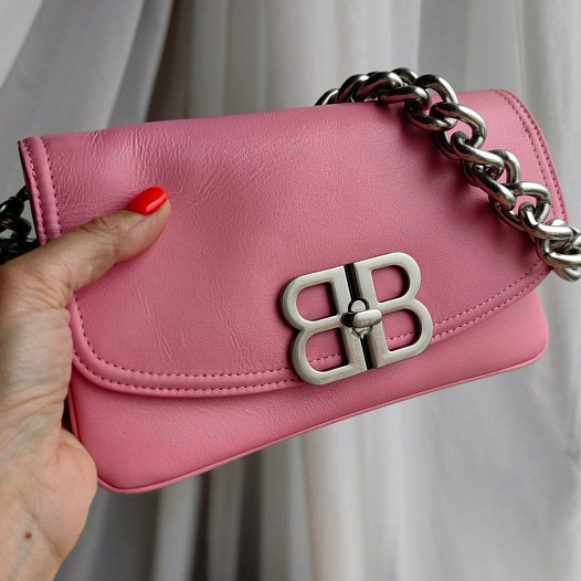 Кожаная сумка Balenciaga Bb Soft Flap 23x12 см - Pink   