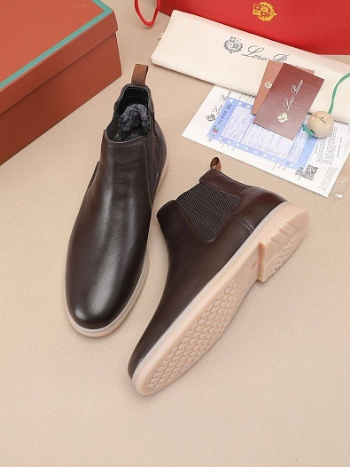 Кожаные ботинки с мехом Loro Piana   