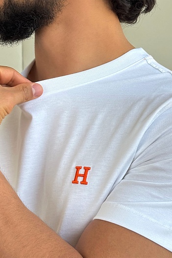 Футболка белого цвета Hermes H embroidered   