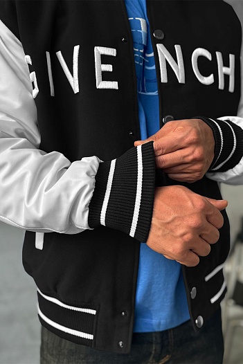 Мужской бомбер Givenchy Varsity logo-embroidered - Black / White   
