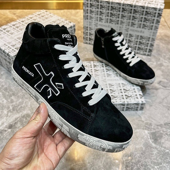Замшевые кроссовки с мехом Premiata high-top - Black