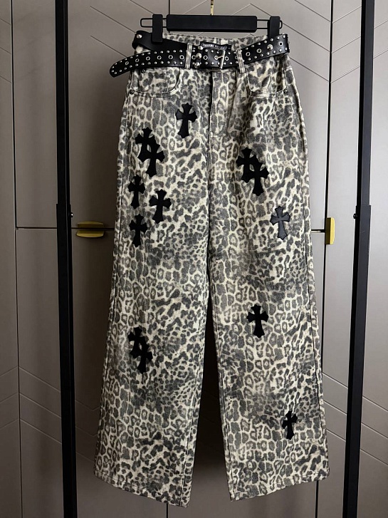 Женские джинсы Chrome Hearts Leopard Premium