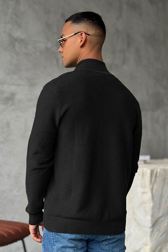 Чёрная кофта на молнии Hugo Boss logo-embroidered