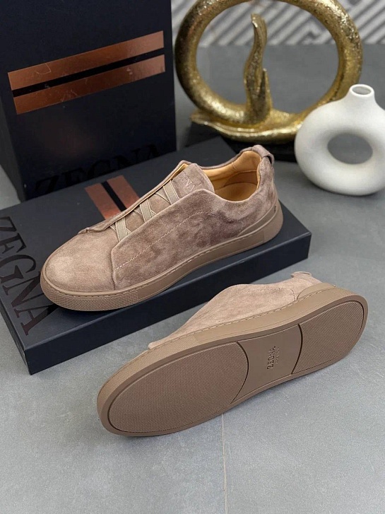 Замшевые кроссовки Zegna Triple Stitch