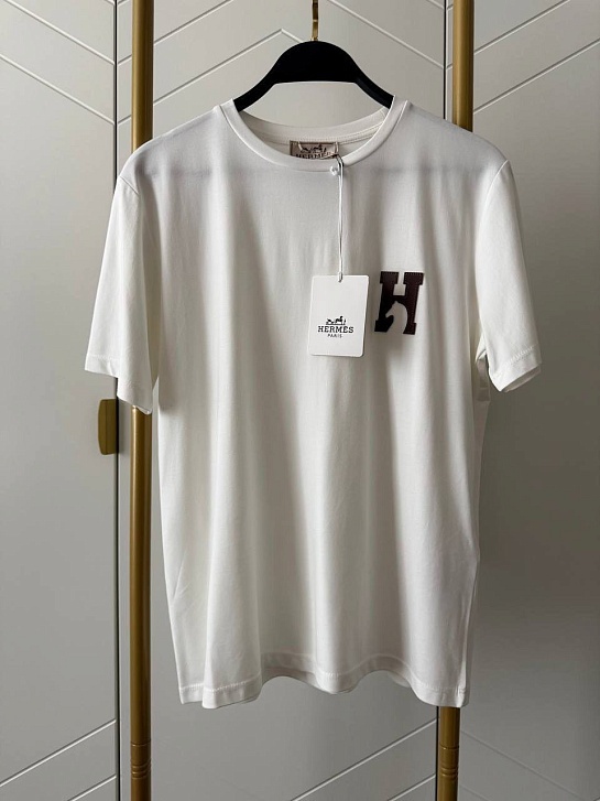 Женская белая футболка Hermes premium