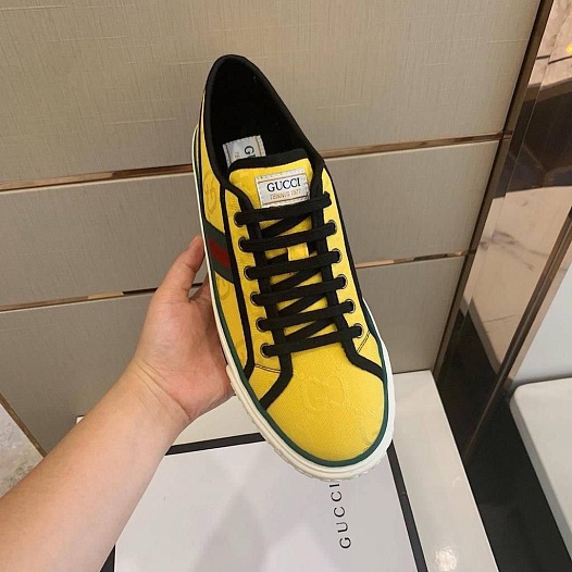 Мужские желтые кроссовки Gucci GG Monogram   