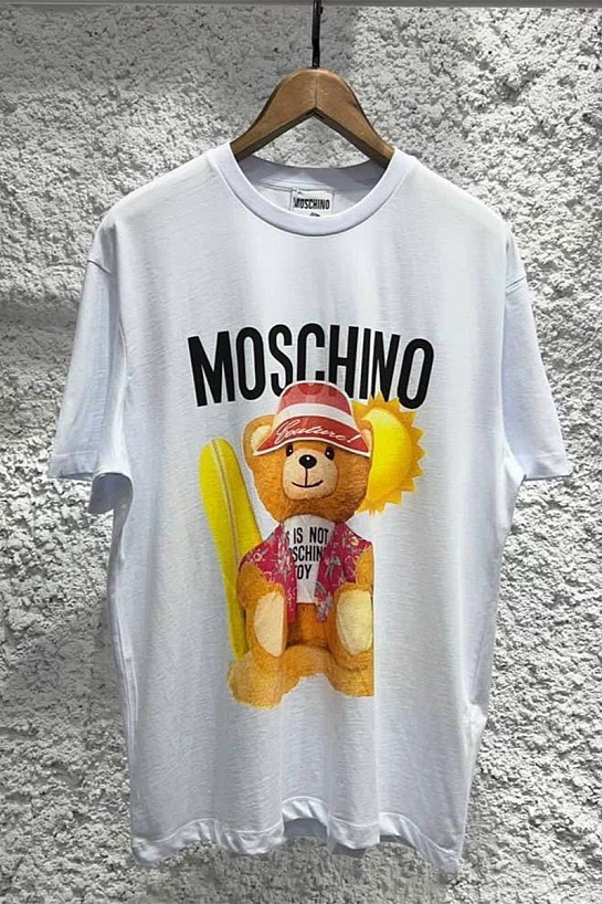 Белая оверсайз футболка Moschino Teddy Bear print