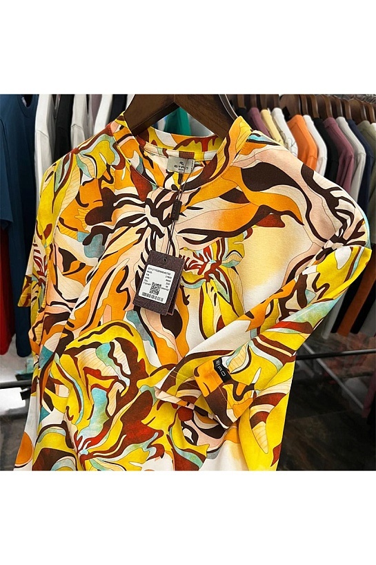 Жёлтая футболка Etro floral-print