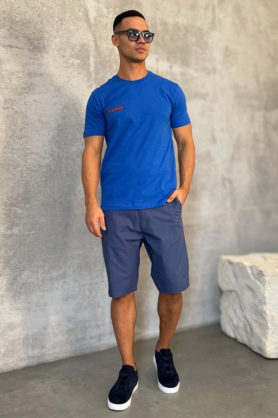 Мужская синяя футболка Hugo Boss logo print