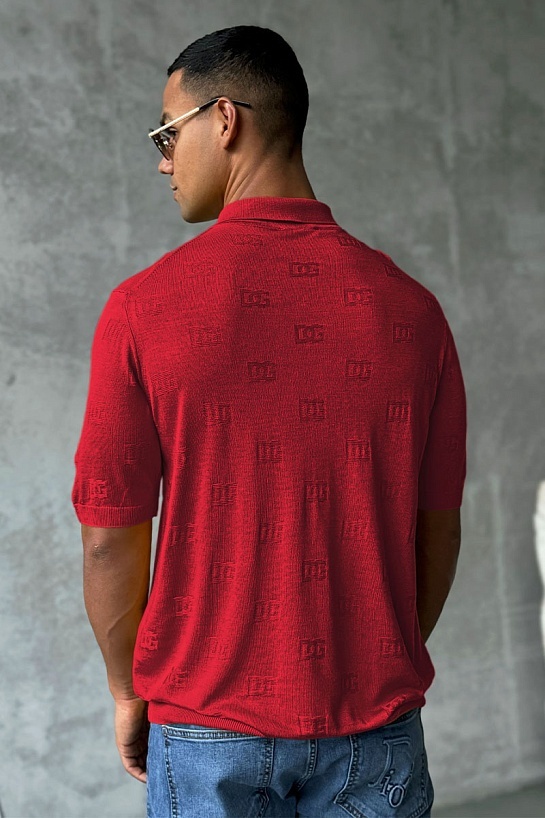 Мужское поло Dolce & Gabbana monogram all-over - Red