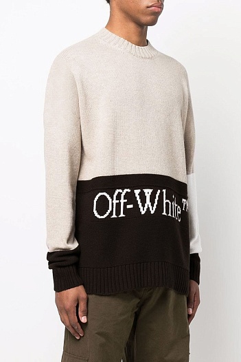 Мужской свитер Off-White colorblock - Beige / Brown   