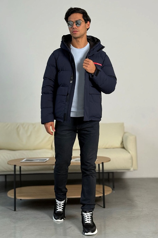 Мужской пуховик Prada Linea Rossa - Navy