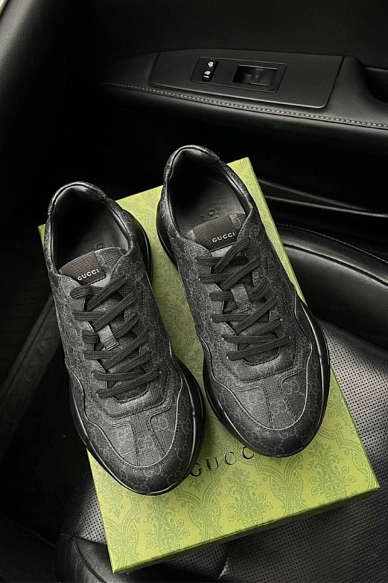 Кожаные кроссовки Gucci GG Rhyton - Grey