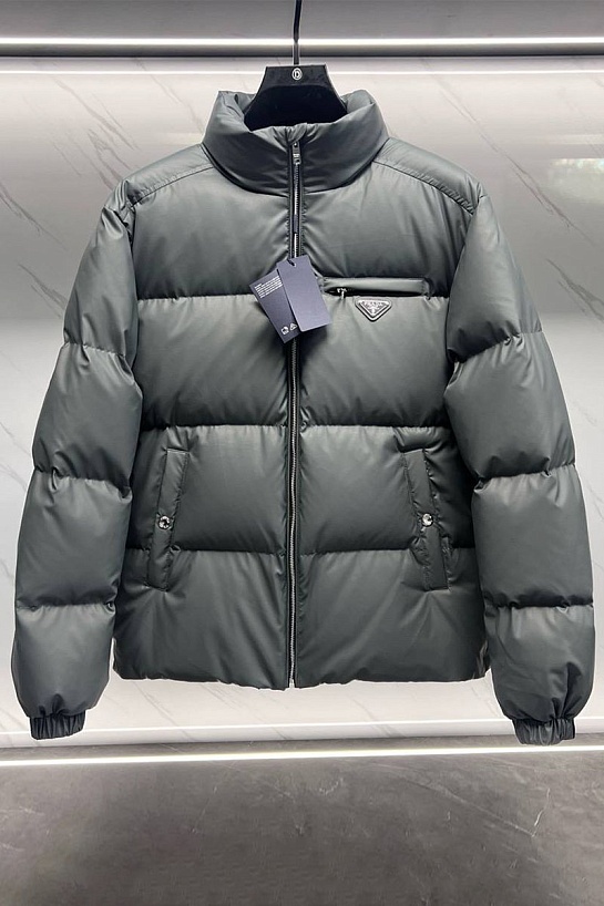 Мужской пуховик Prada logo-plaque - Grey