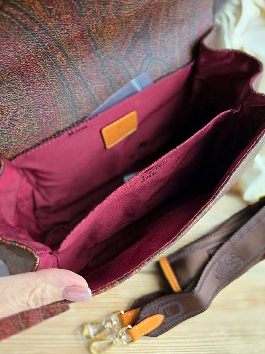 Кожаная сумка Etro с узором пейсли 24x17 см