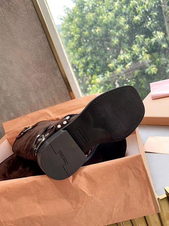 Женские замшевые сапоги MIU MIU Ankle Premium