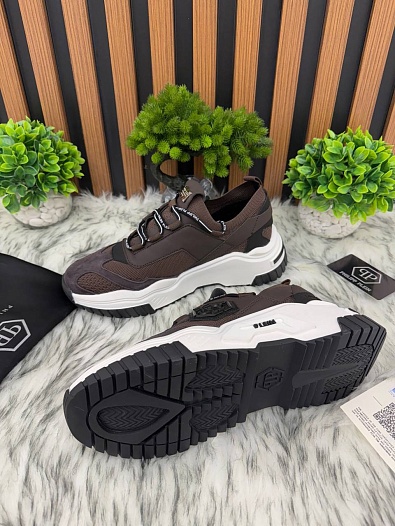 Комбинированные кроссовки Philipp Plein Predator - Brown   