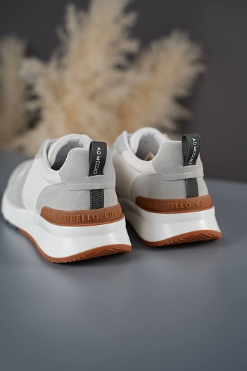 Мужские комбинированные кроссовки Brunello Cucinelli   