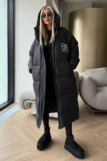Женская пуховая куртка Balenciaga Premium - Black   