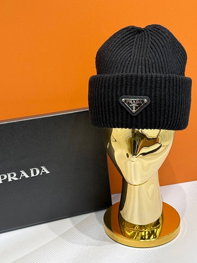 Шапка Prada logo-patch premium - Black   