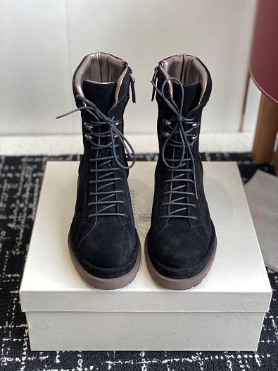 Женские замшевые ботинки Brunello Cucinelli Premium - Black   