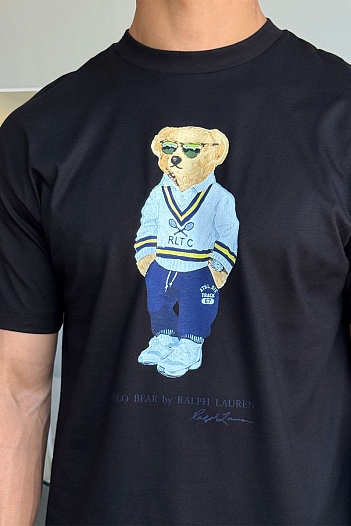 Мужская чёрная футболка Polo Ralph Lauren "Bear"   