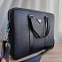 Мужская кожаная сумка Prada 38x28 см - Black