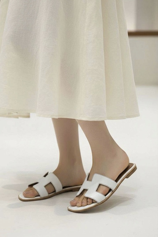 Женские кожаные шлёпанцы Hermes Oran