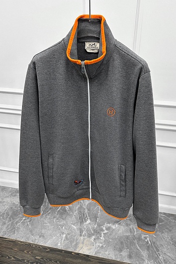 Кофта на молнии Hermes серого цвета   