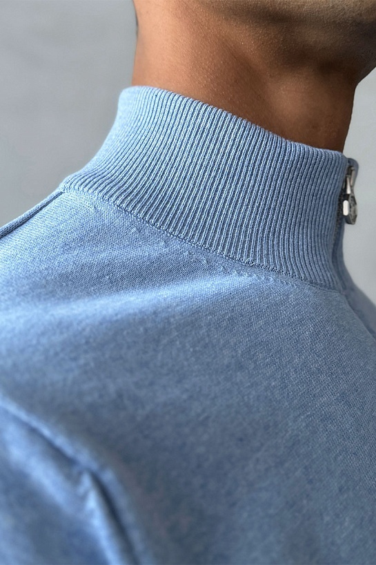 Мужская голубая кофта на молнии Stefano Ricci logo-embroidered