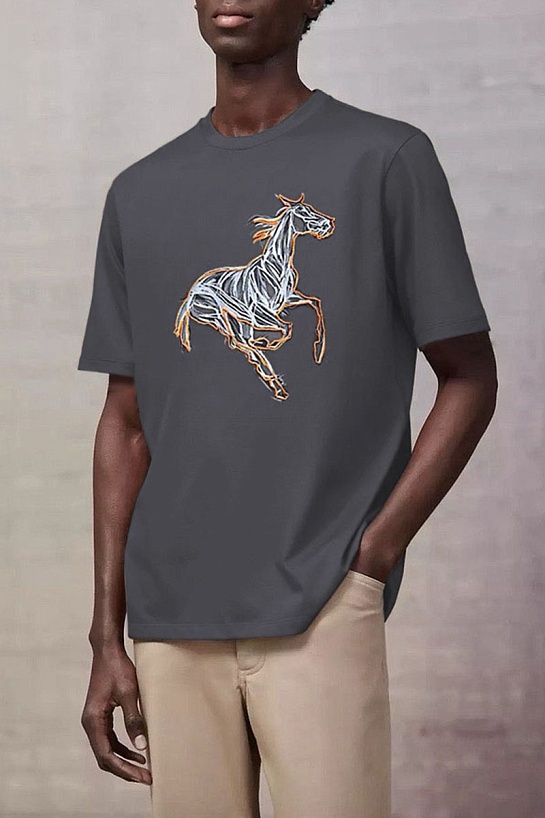 Мужская серая футболка Hermes Premium