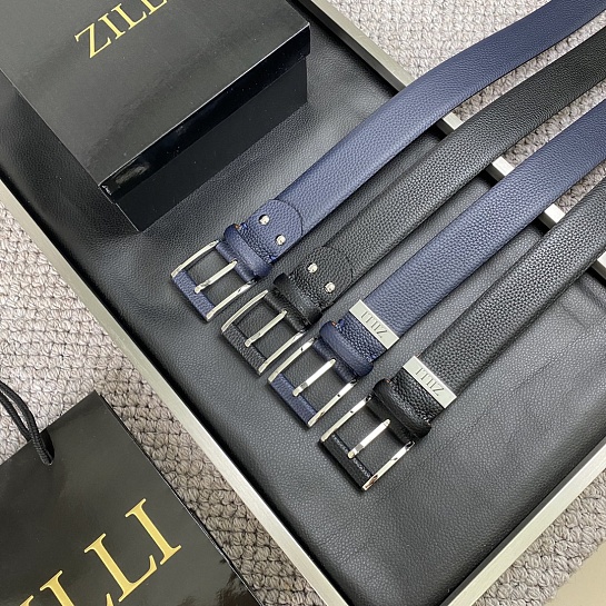 Двусторонний кожаный ремень Zilli Premium (ширина 3.8 см)