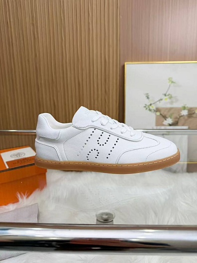Женские кожаные кроссовки Hermes Match   