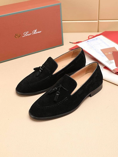 Замшевые лоферы Loro Piana tassel - Black   