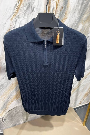 Мужское поло тёмно-синего цвета Zilli zip neck   