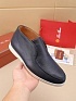 Кожаные лоферы с меховой стелькой Loro Piana Open Walk - Navy