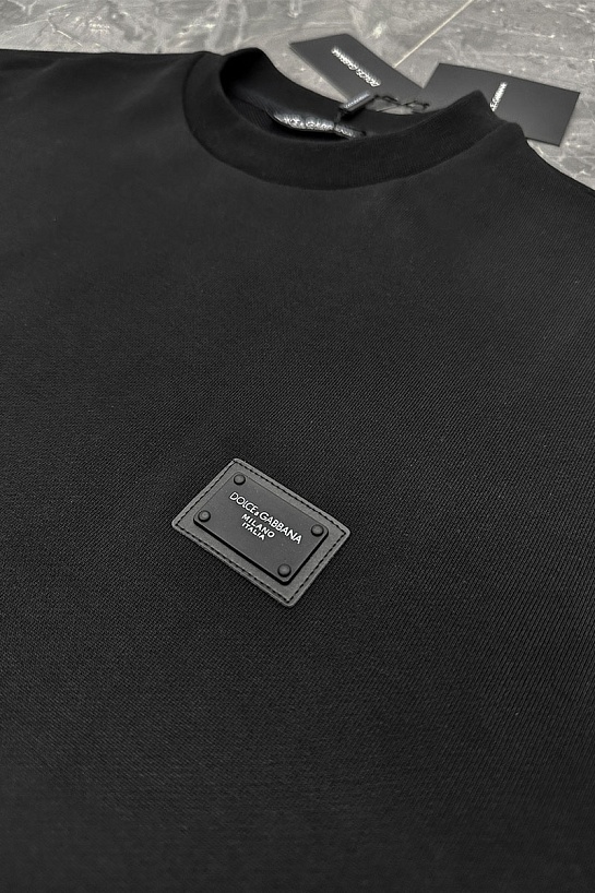 Чёрный оверсайз свитшот Dolce & Gabbana logo-plaque