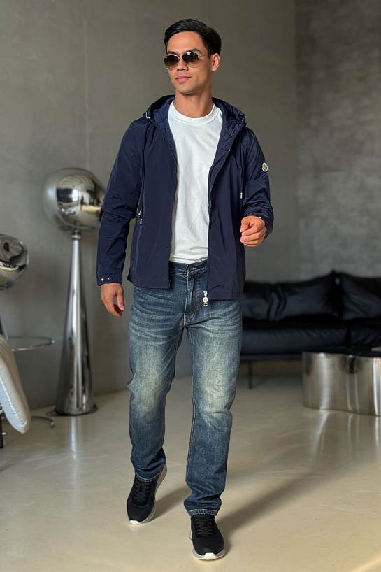 Тёмно-синяя ветровка Moncler Mira logo-patch