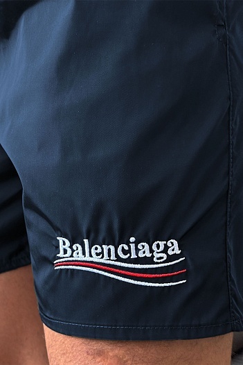 Тёмно-синие шорты Balenciaga Political Campaign logo   