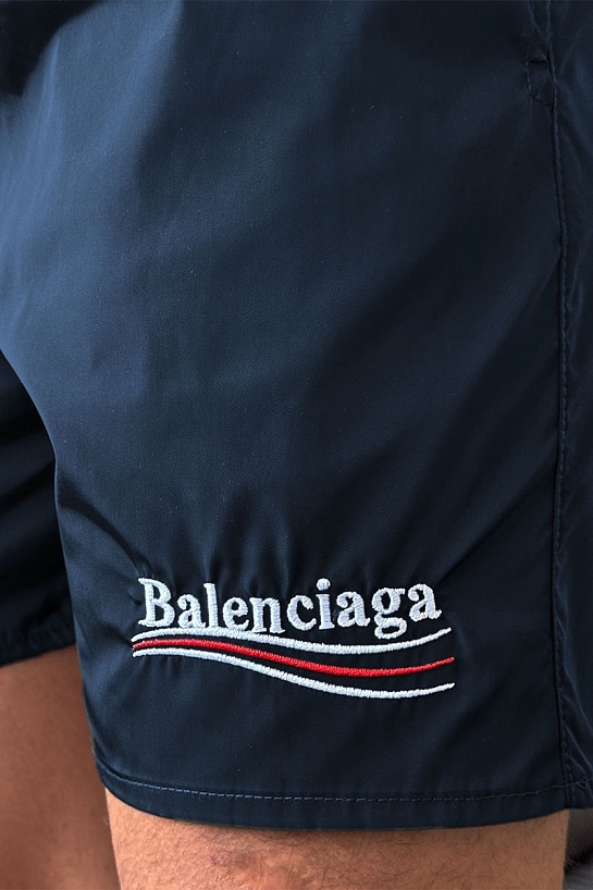 Тёмно-синие шорты Balenciaga Political Campaign logo