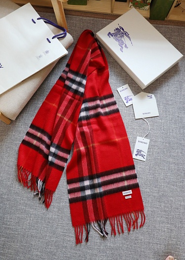 Шарф Burberry two-tone Check premium 168x30 см - Red   