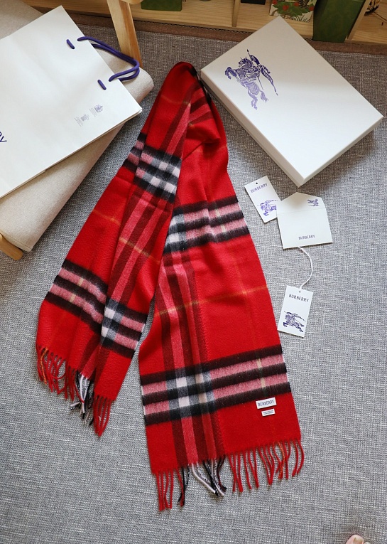 Шарф Burberry two-tone Check premium 168x30 см - Red