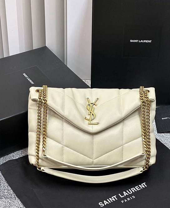 Женская кожаная сумка Yves Saint Laurent Loulou Premium 28x17x9 см - White