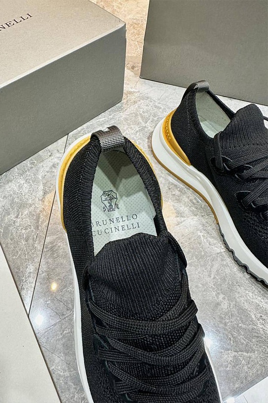 Текстильные кроссовки Brunello Cucinelli чёрного цвета
