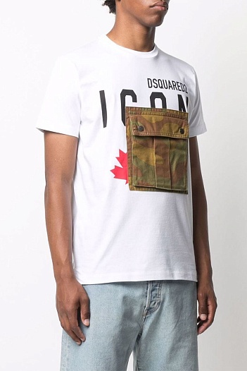Мужская футболка Dsquared2 Camo Pocket - White   