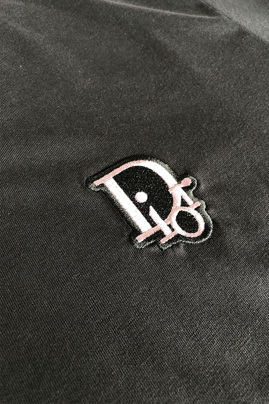 Тёмно-зелёная мужская футболка Dior embroidered logo